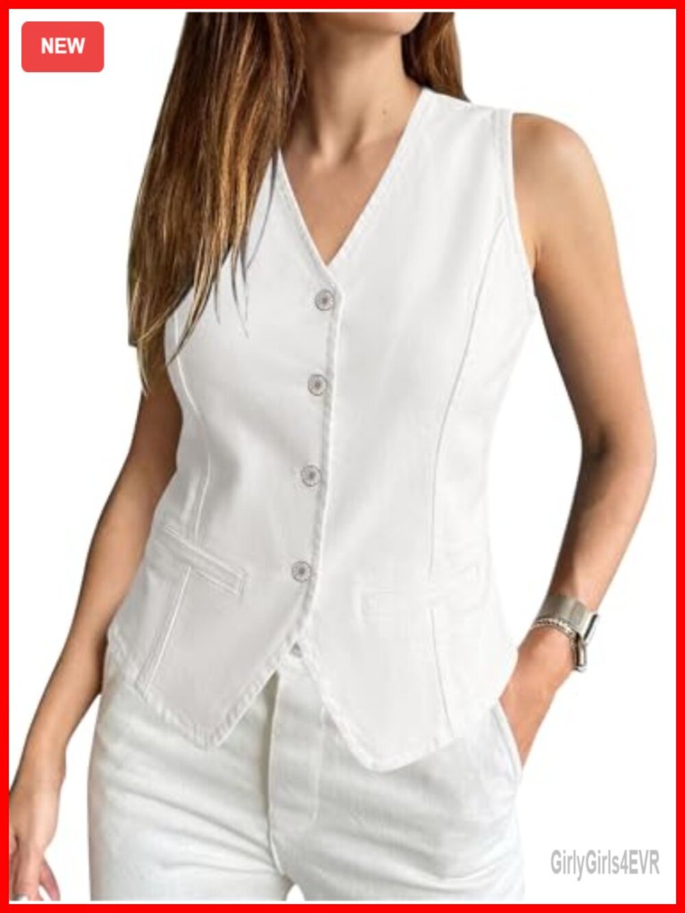 Denim Vest Women Sleeveless Stretchy Button Down Slim Fit Jean Vest Top